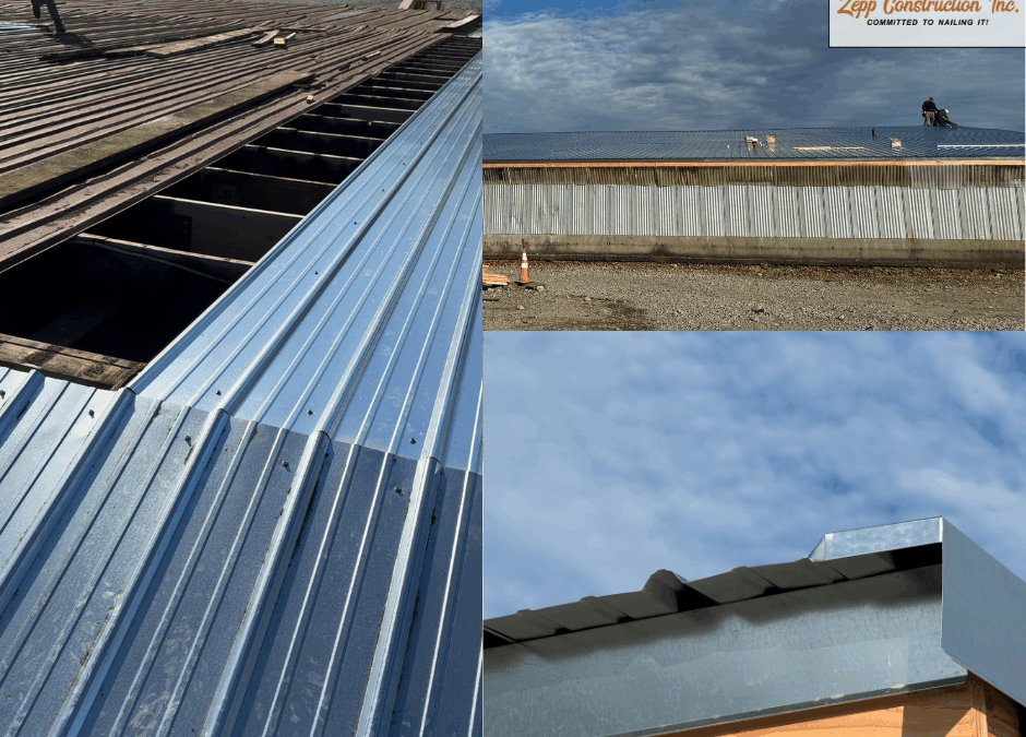 Agriculture barn re-roof by Zepp Construction in Elma Washington